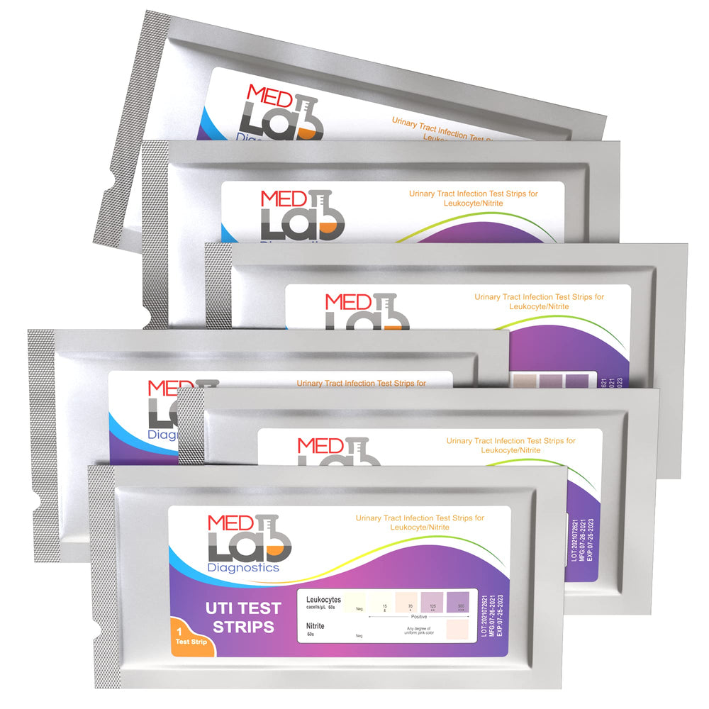 Dip urine with UTI test strip for testing