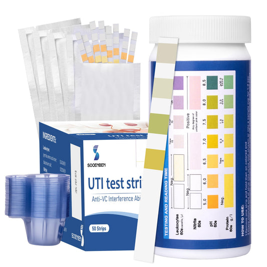 Front view of the 4-in-1 UTI test strips 50ct kit