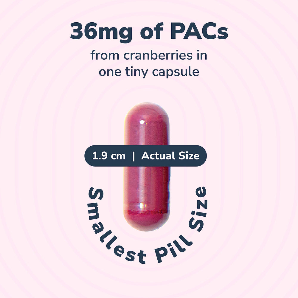 Close-up of a single small vegan cranberry capsule