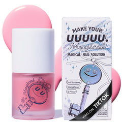 UUUUU Magical Nail Solution packaging on display, vegan and non-toxic nail care option.