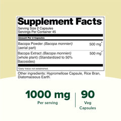 Close-up of Bacopa Monnieri 1000mg capsules