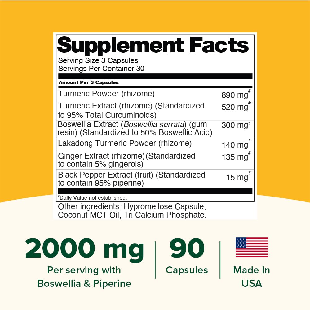 Close-up of turmeric capsules highlighting 500mg curcuminoids
