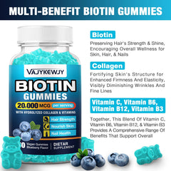 Blueberry flavor VAJYKEWJY Vegan Biotin Gummies