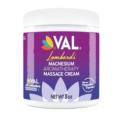 VAL Magnesium Aromatherapy Massage Cream 8oz bottle label close-up