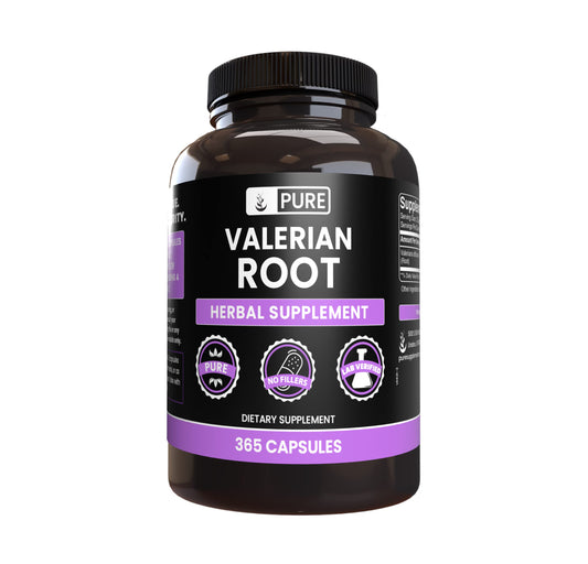 Valerian root capsules bottle close-up