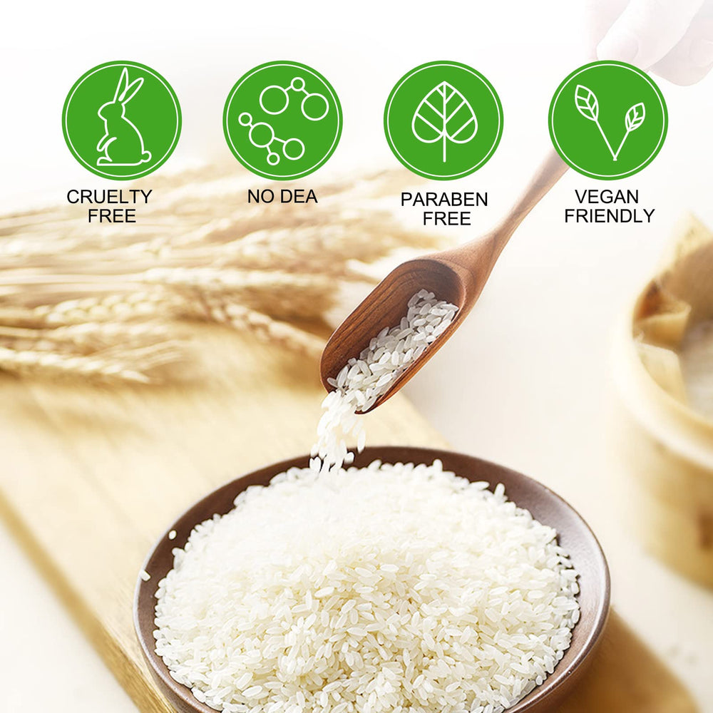 Valleylux ingredients closeup featuring rice water and biotin.