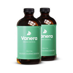Vanera Castor Oil amber glass bottle close-up