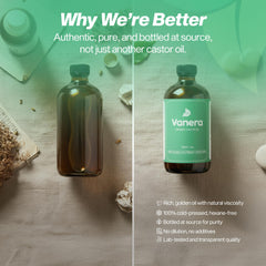 Vanera Castor Oil amber bottle close-up showing texture