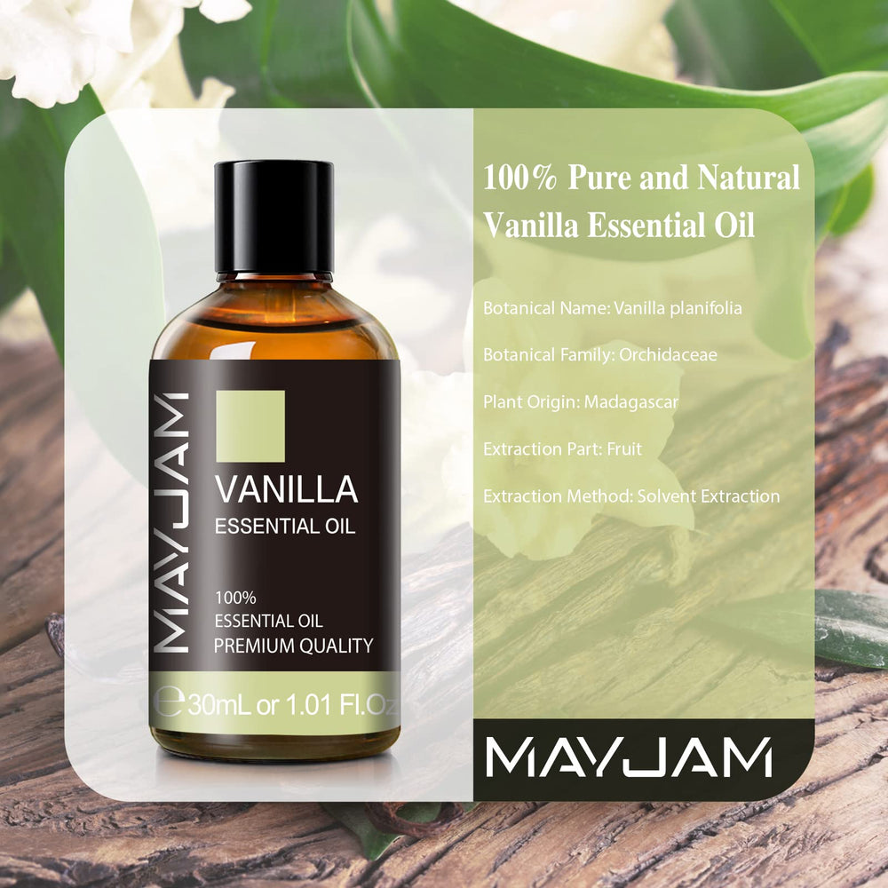 Vanilla essential oil bottle with glass dropper for easy dosing