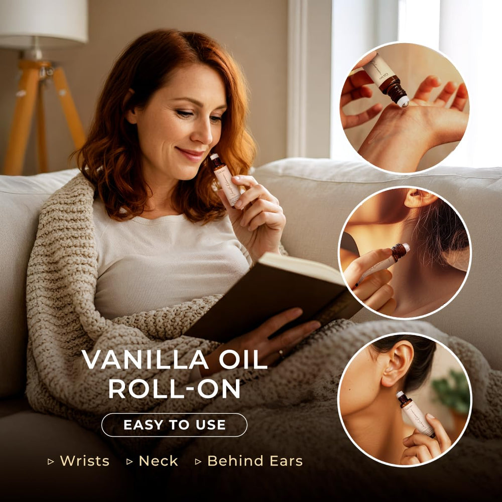 Close-up of vanilla oleoresin essential oil roll-on