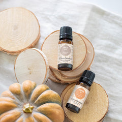 Close-up of vanilla spice essential oil bottle label