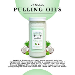 Instructional image showing the peppermint oil pulling application by Vanman's.