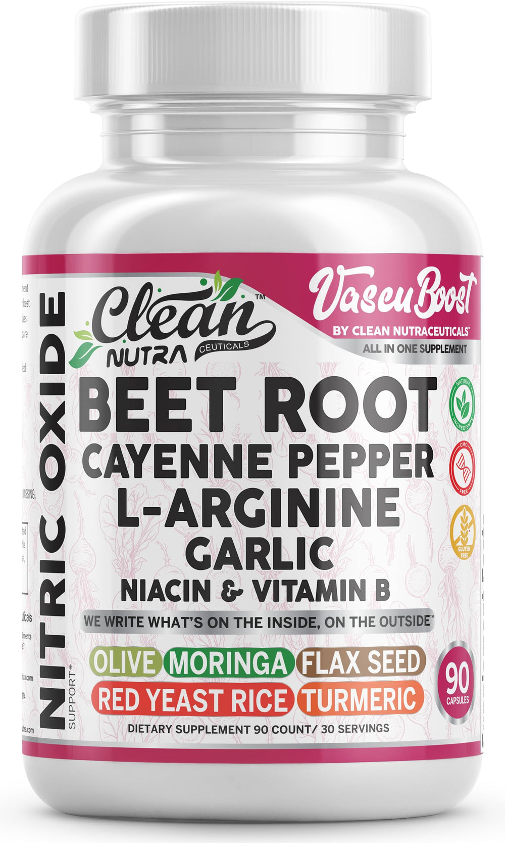 VascuBoost bottle front view with 90 capsules