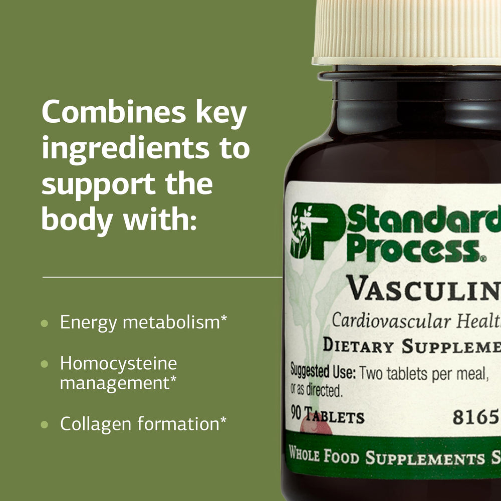 Close-up of vitamins B6 and B12 features of Vasculin