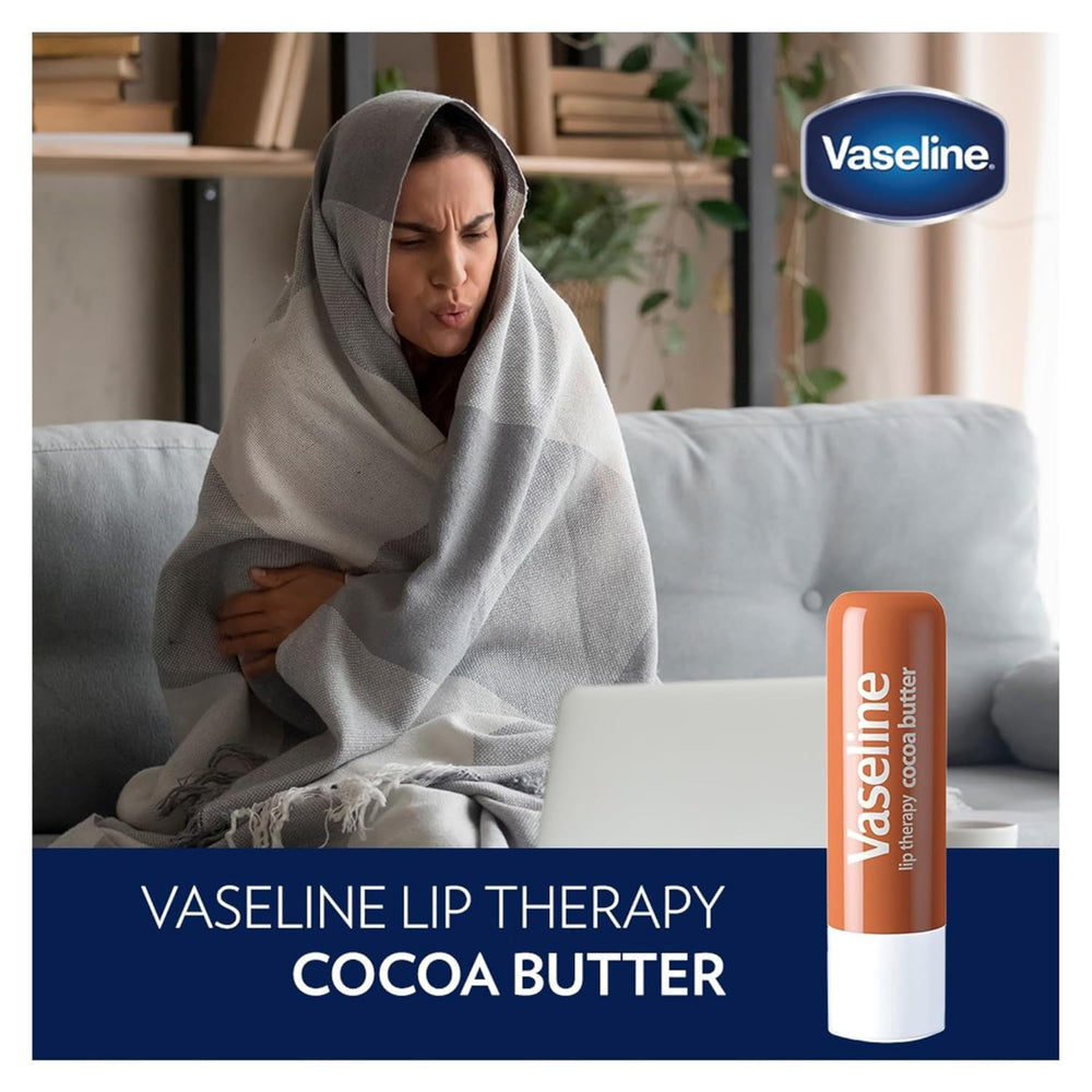 Vaseline Lip Therapy with Vitamin E for lasting moisturization.