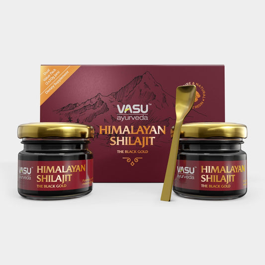 Main product image: VASU Ayurveda Himalayan Shilajit Resin 400mg bottle