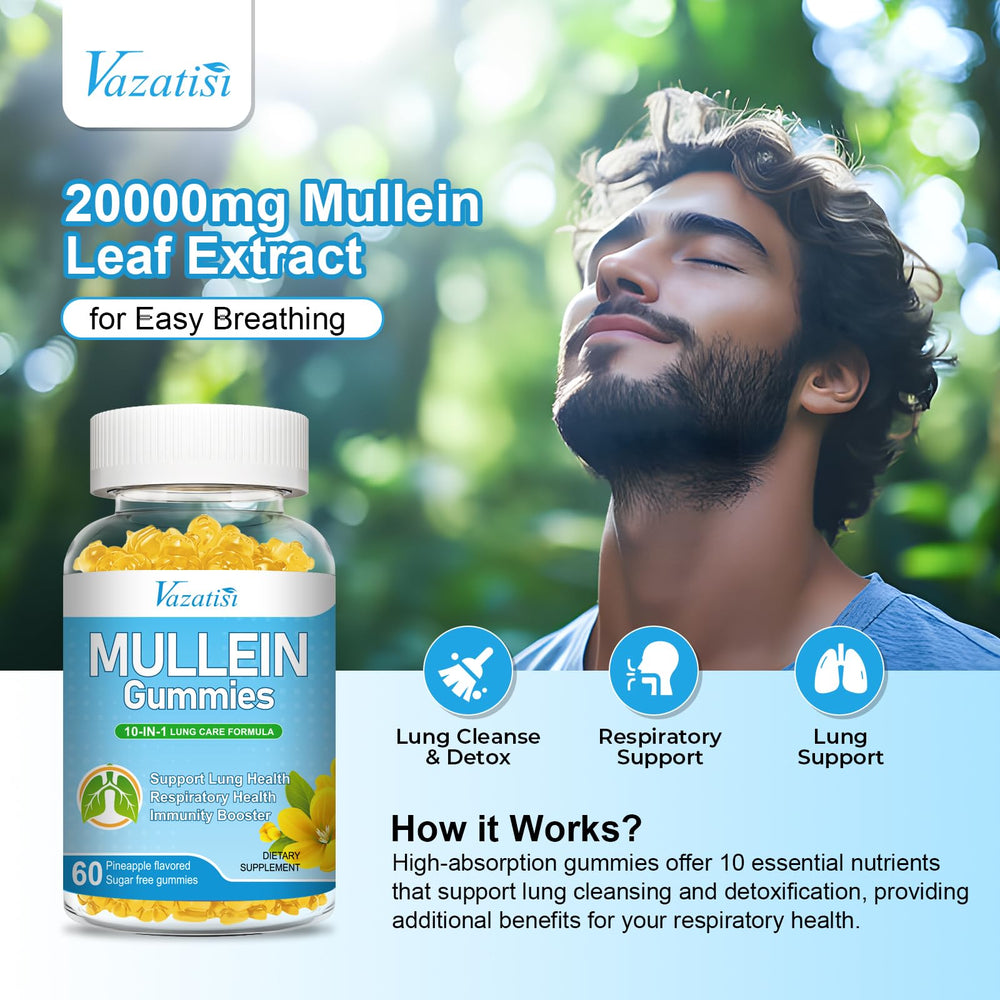 Packaging and bottle label of Vazatisi Mullein Gummies