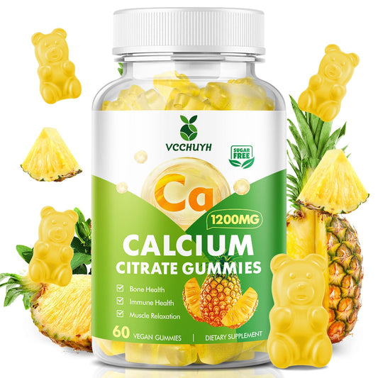 VCCHUYH pineapple-flavored calcium citrate gummies 60-count bottle