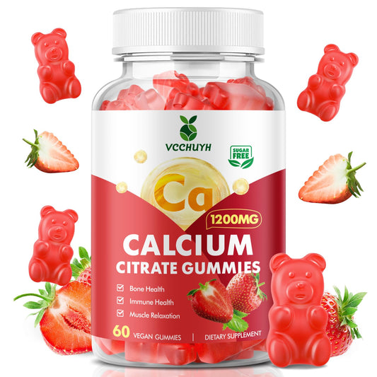 VCCHUYH Calcium Citrate Gummies 1200mg bottle - strawberry flavor