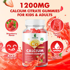 Vegan, gluten-free calcium gummies 1200mg for bone health