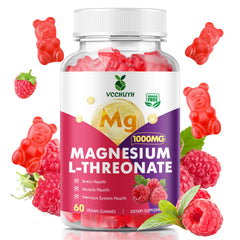 Bottle of VCCHUYH Magnesium Threonate Gummies Raspberry flavor 60 count