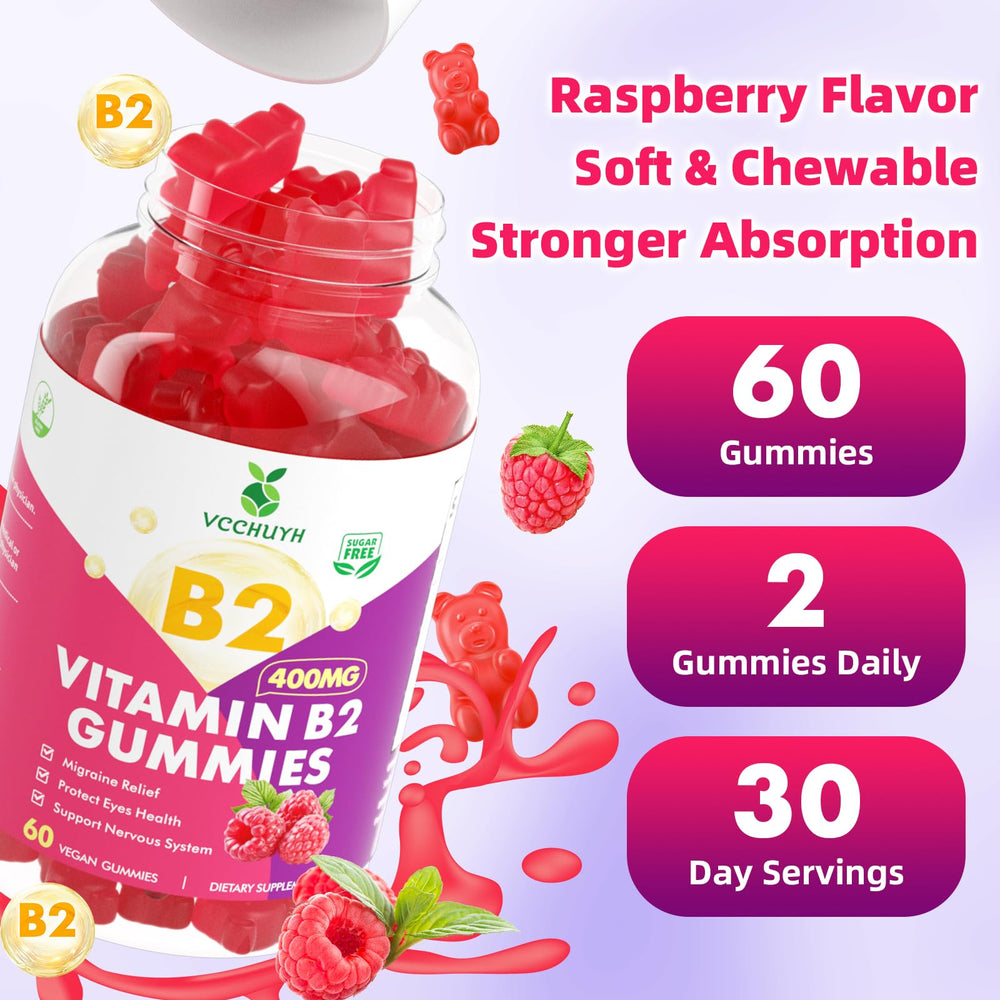 VCCHUYH Vitamin B2 Gummies raspberry flavor packaging