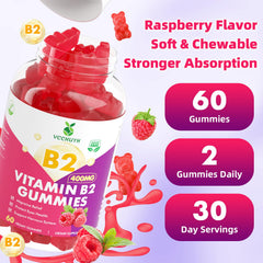 VCCHUYH Vitamin B2 Gummies raspberry flavor packaging