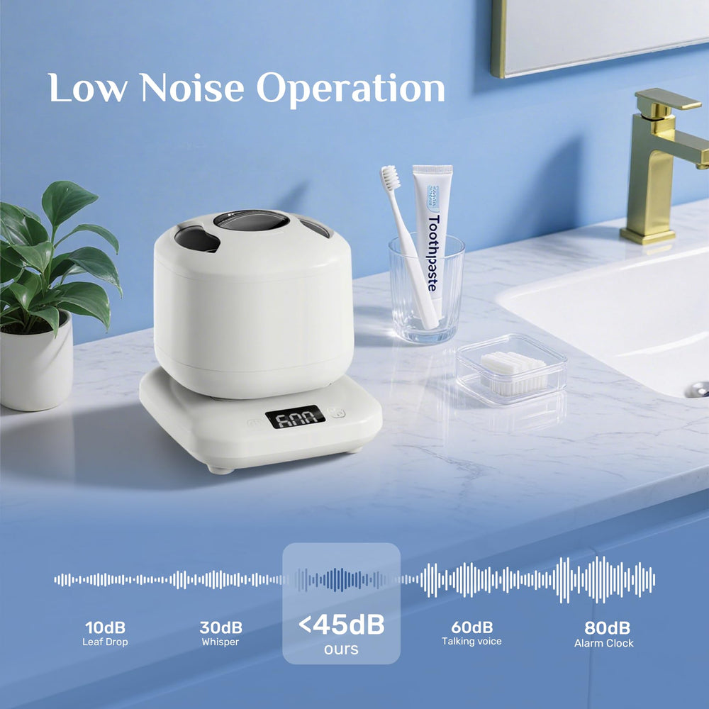 Compact ultrasonic cleaner for dental and jewelry care