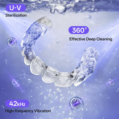 Close-up of UV light purification feature during cleaning