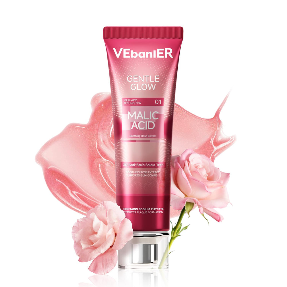 Vebanler Malic Acid Teeth Whitening Toothpaste tube on white background