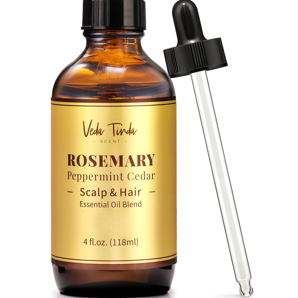 VEDA TINDA SCENT rosemary oil bottle showing premium labeling for scalp nourishment