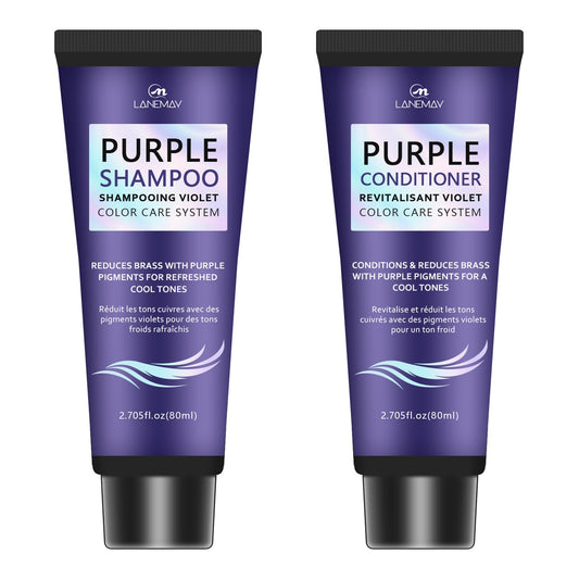 VedoAID purple shampoo bottle showing brassy-tone reduction for cool tones.