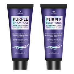 VedoAID purple shampoo bottle showing brassy-tone reduction for cool tones.
