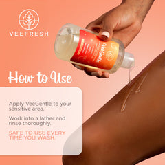 VeeFresh gentle-cleanse texture emphasizes hydration and comfort after washing.