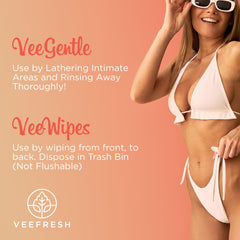 VeeFresh VeeWipes closeup wipe for portable on-the-go freshness.
