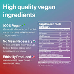 Label showing plant-based, gluten-free, vegan formula with natural ingredients
