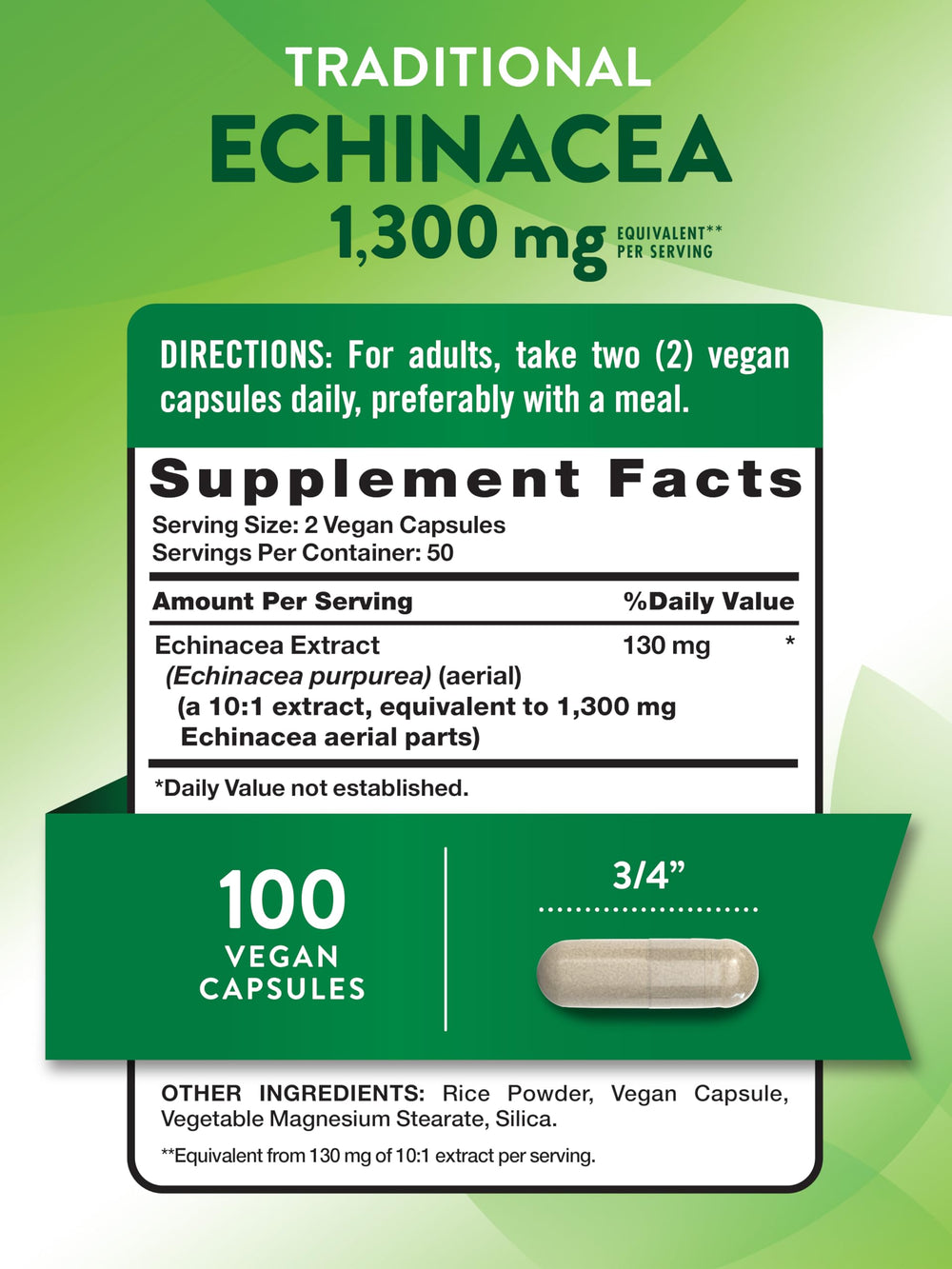Vegan echinacea capsules in bottle packaging