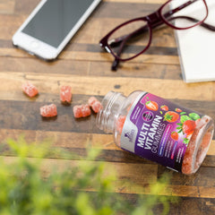 Vegan, chewable multivitamin gummies packaging