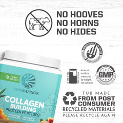 Soy, dairy, and gluten-free vegan collagen powder label