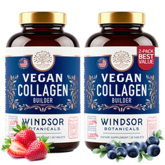 Vegan collagen supplement for both women and men in gluten-free 60-pill bottle.