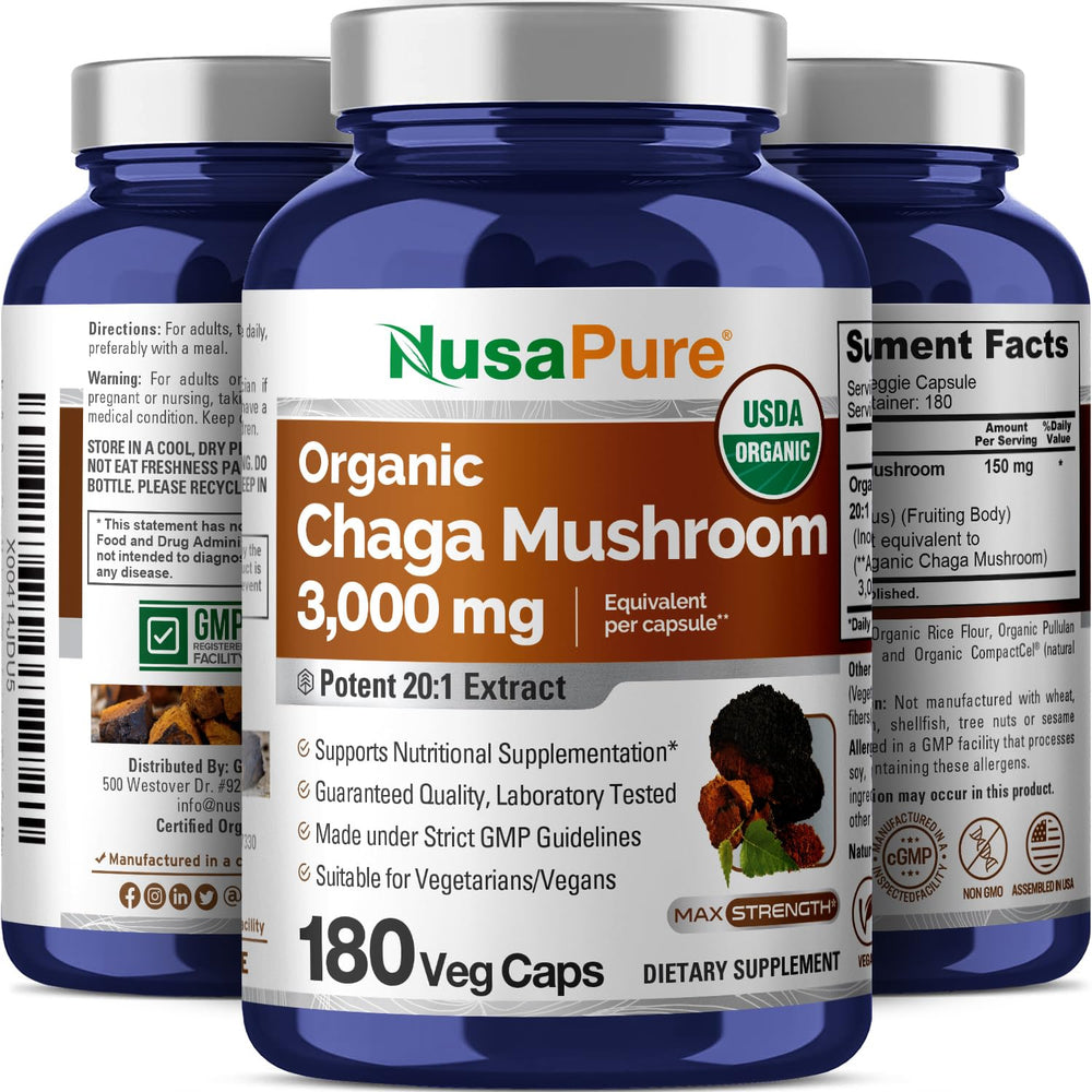 Vegan-friendly chaga mushroom supplement