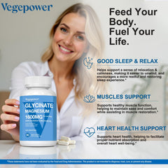 Vegan-friendly magnesium glycinate with vitamin D3, B6 and zinc