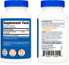 Vegan and gluten-free formula labeling on Nutricost NAD+
