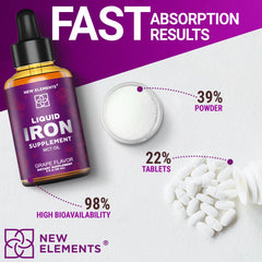 Vegan, gluten-free iron supplement in 2oz bottle