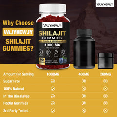 Vegan, gluten-free, non-GMO, sugar-free Shilajit Gummies