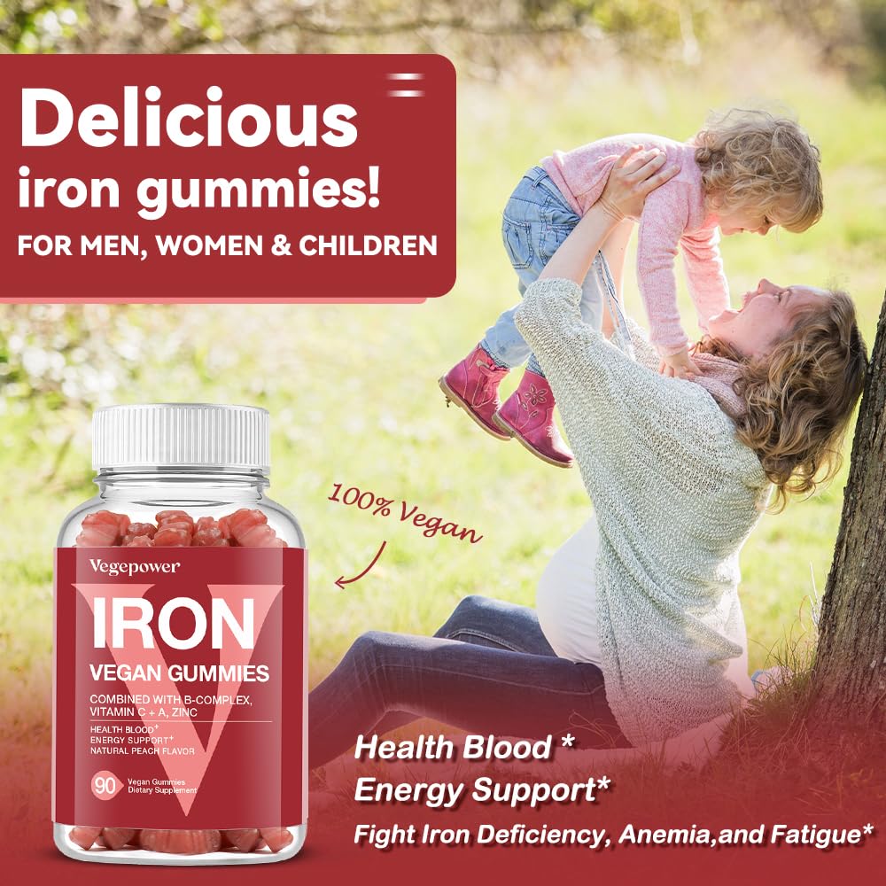 Nutrition facts panel for VEGEPOWER Iron Gummies