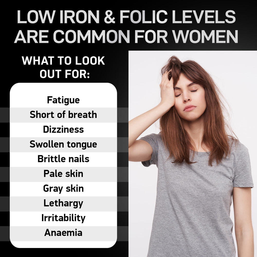 One-per-day vegan iron tablet with folate