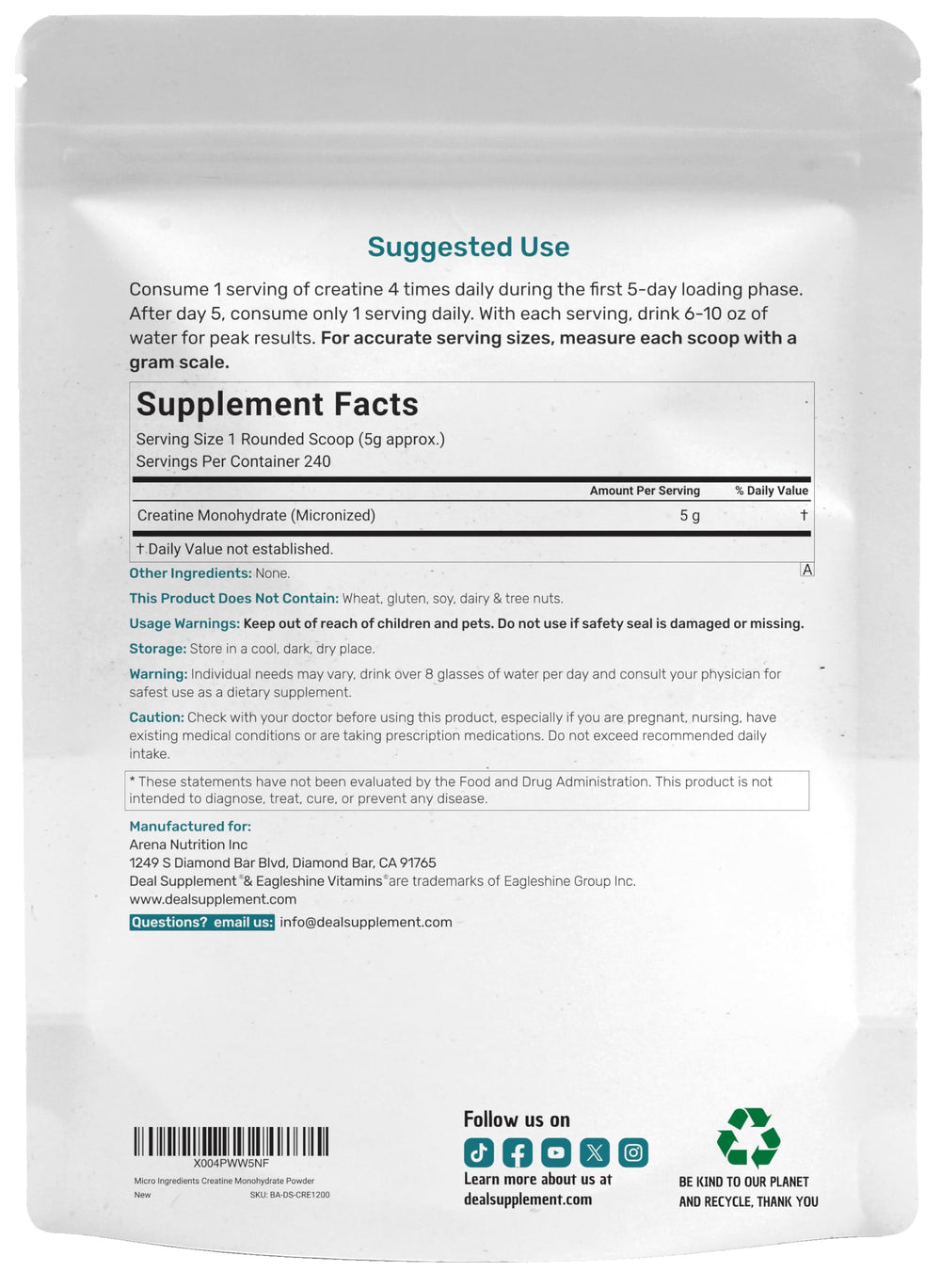 Vegan and keto-friendly creatine supplement