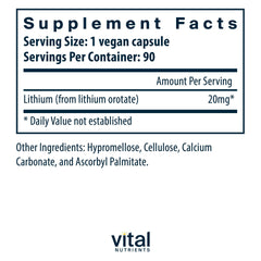 Vegan lithium supplement bottle