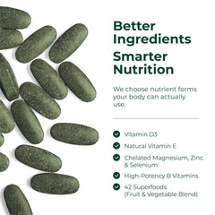 Vibrant greens and superfoods included in the vegan formula